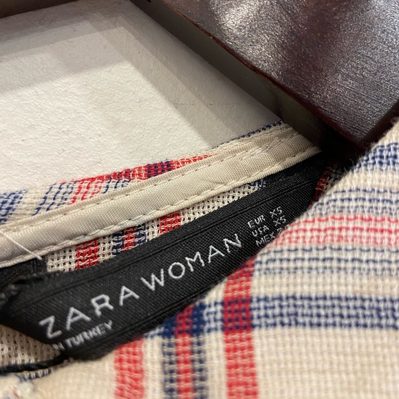 2/$25 ZARA Peter Pan Collar Checked Shirt Size XS NWOT - Picture 9 of 10